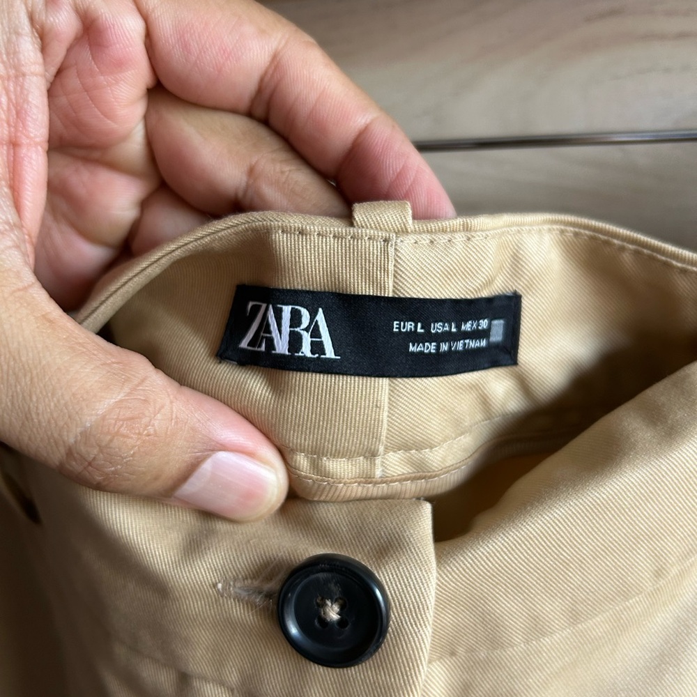 Zara Beige High Waisted Women’s Trousers Size Large - Picture 7 of 7